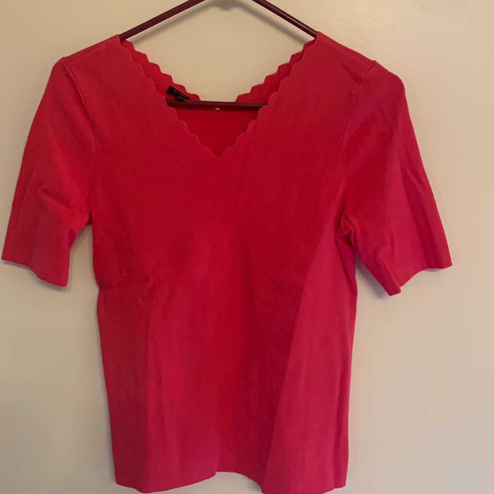 Talbots pink scalllop neck sweater medium petite, new without tags